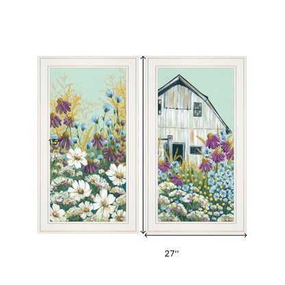 Set Of Two Floral Field 1 White Framed Print Wall Art HomeRoots
