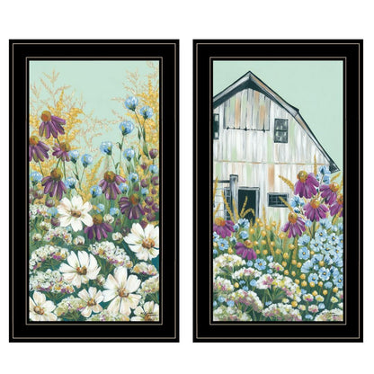 Set Of Two Floral Field 2 Black Framed Print Wall Art HomeRoots