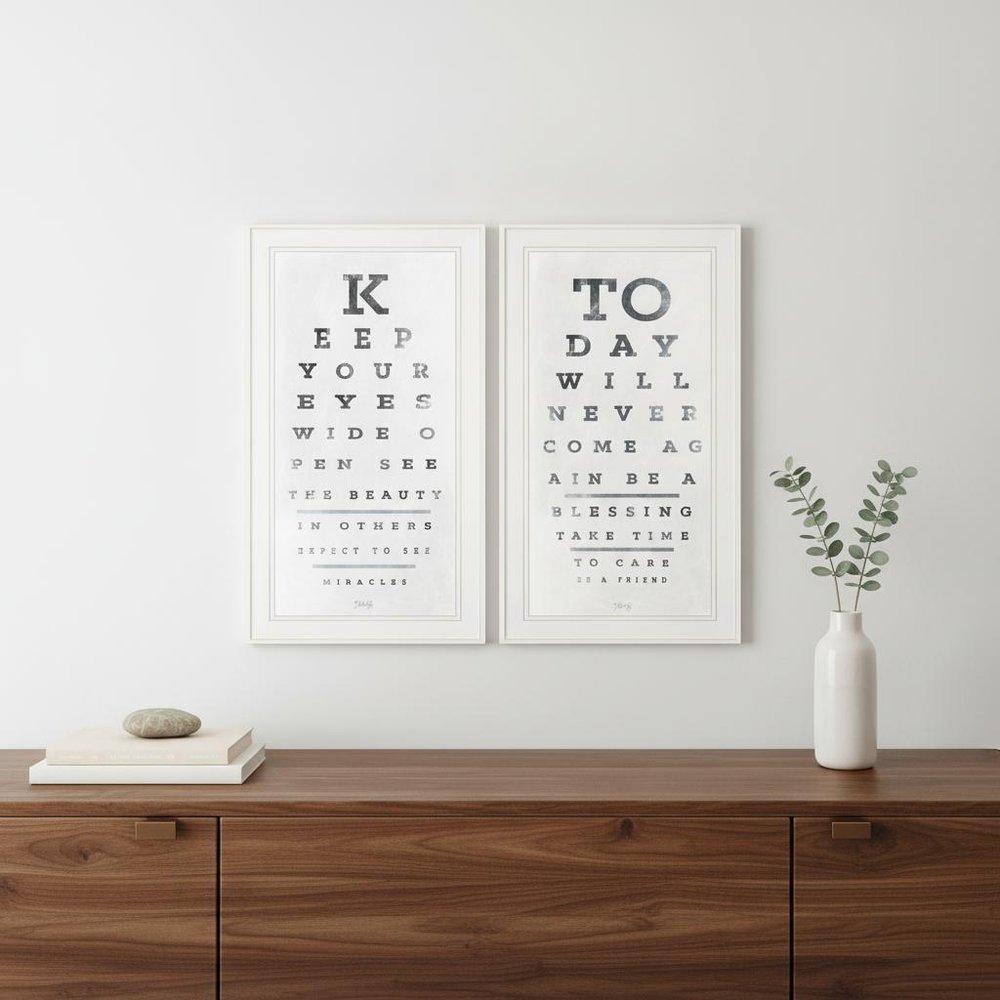 Set Of Two Eye Charts 3 White Framed Print Wall Art HomeRoots