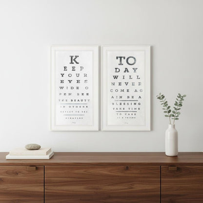 Set Of Two Eye Charts 3 White Framed Print Wall Art HomeRoots