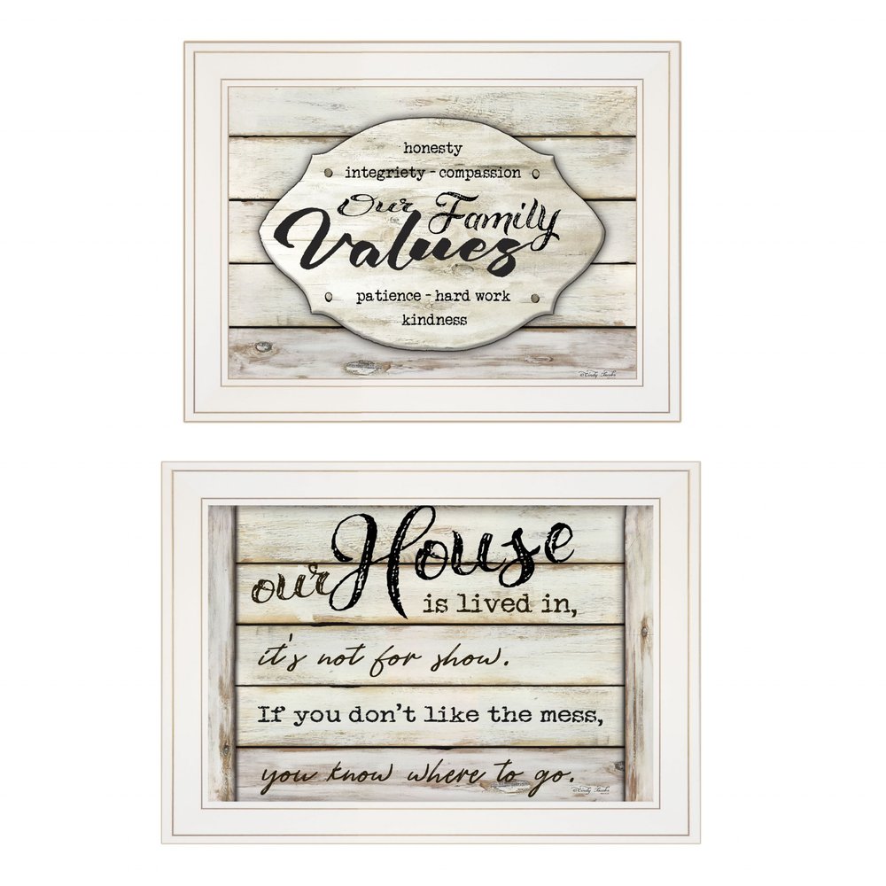 Set Of Two Family Values 1 White Framed Print Wall Art — view 1