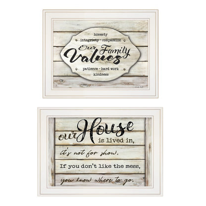 Set Of Two Family Values 1 White Framed Print Wall Art HomeRoots