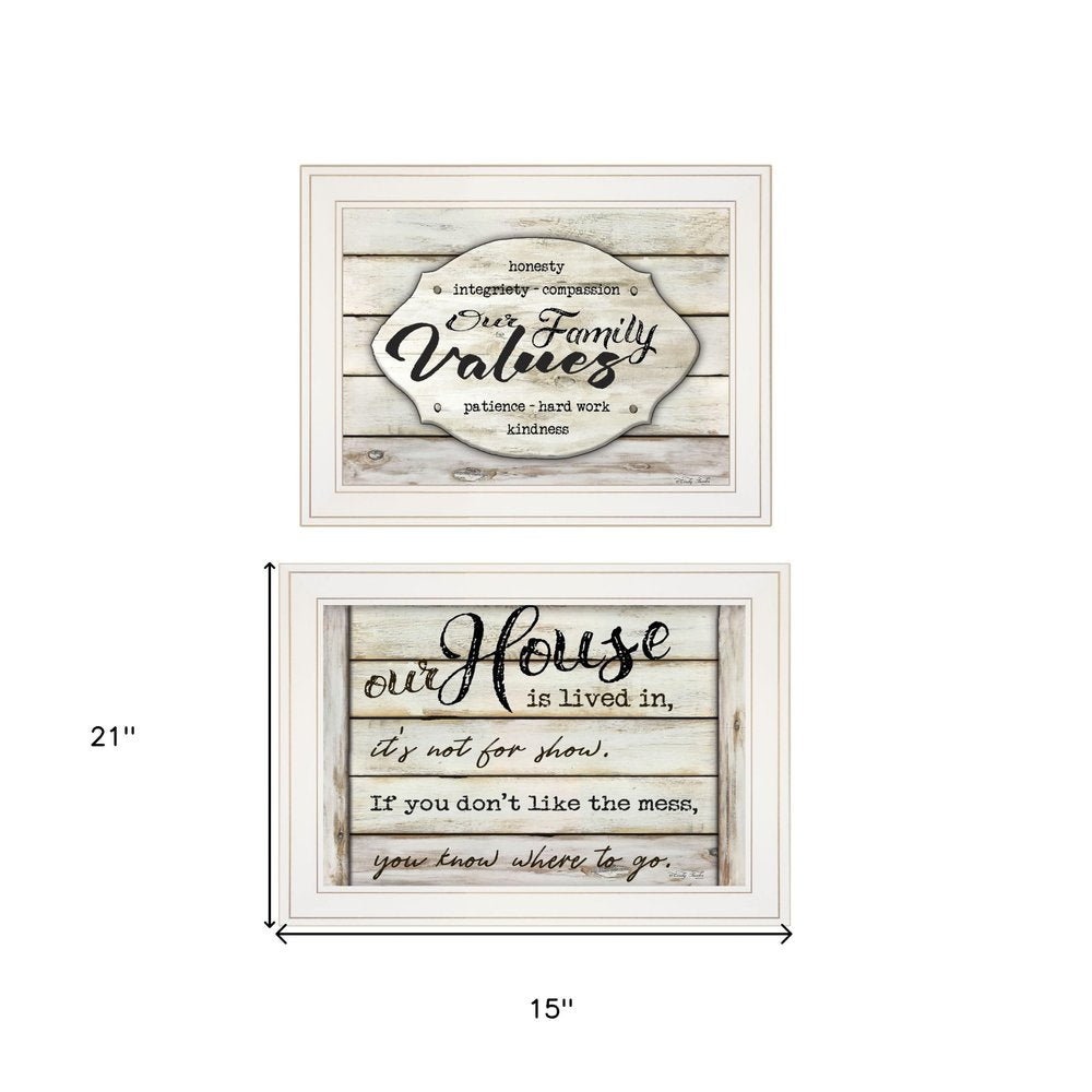 Set Of Two Family Values 1 White Framed Print Wall Art HomeRoots
