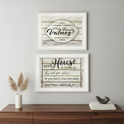Set Of Two Family Values 1 White Framed Print Wall Art HomeRoots