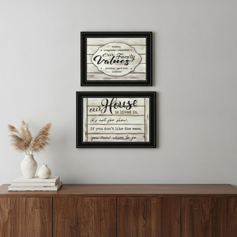 Set Of Two Family Values 2 Black Framed Print Wall Art HomeRoots