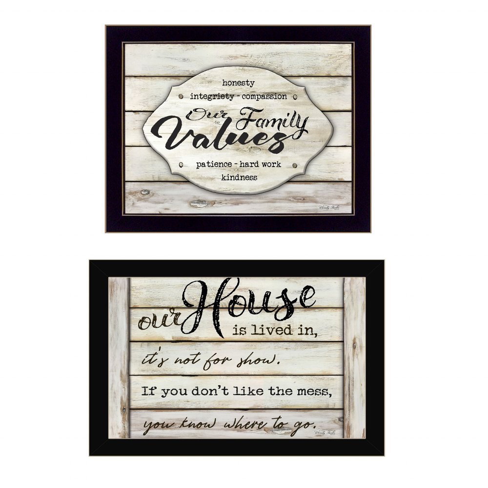Set Of Two Family Values 3 Black Framed Print Wall Art — view 1