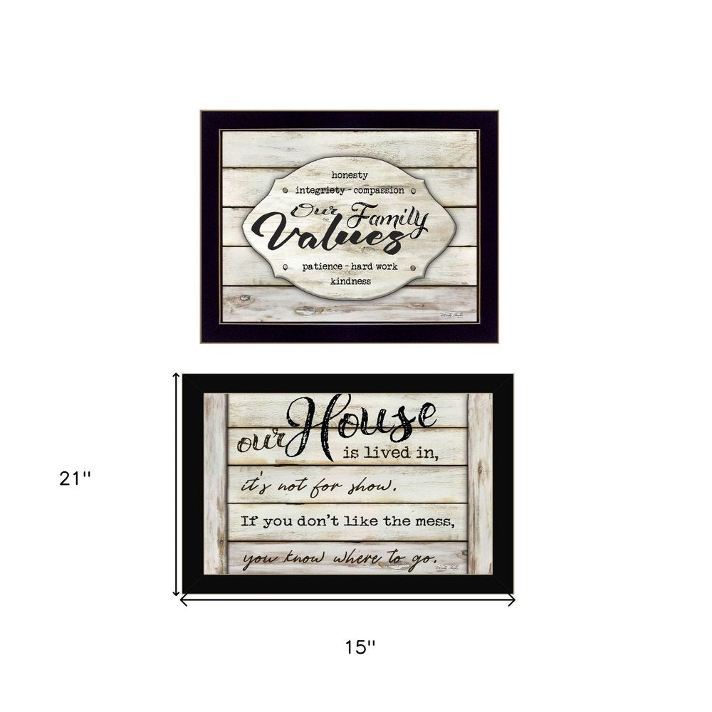 Set Of Two Family Values 3 Black Framed Print Wall Art — view 3