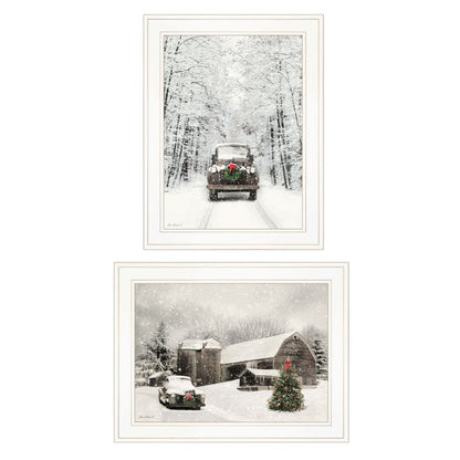 Set Of Two Antique Christmas 1 White Framed Print Wall Art HomeRoots
