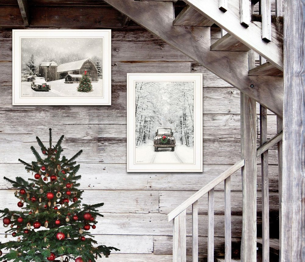 Set Of Two Antique Christmas 1 White Framed Print Wall Art HomeRoots