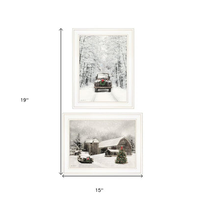 Set Of Two Antique Christmas 1 White Framed Print Wall Art HomeRoots