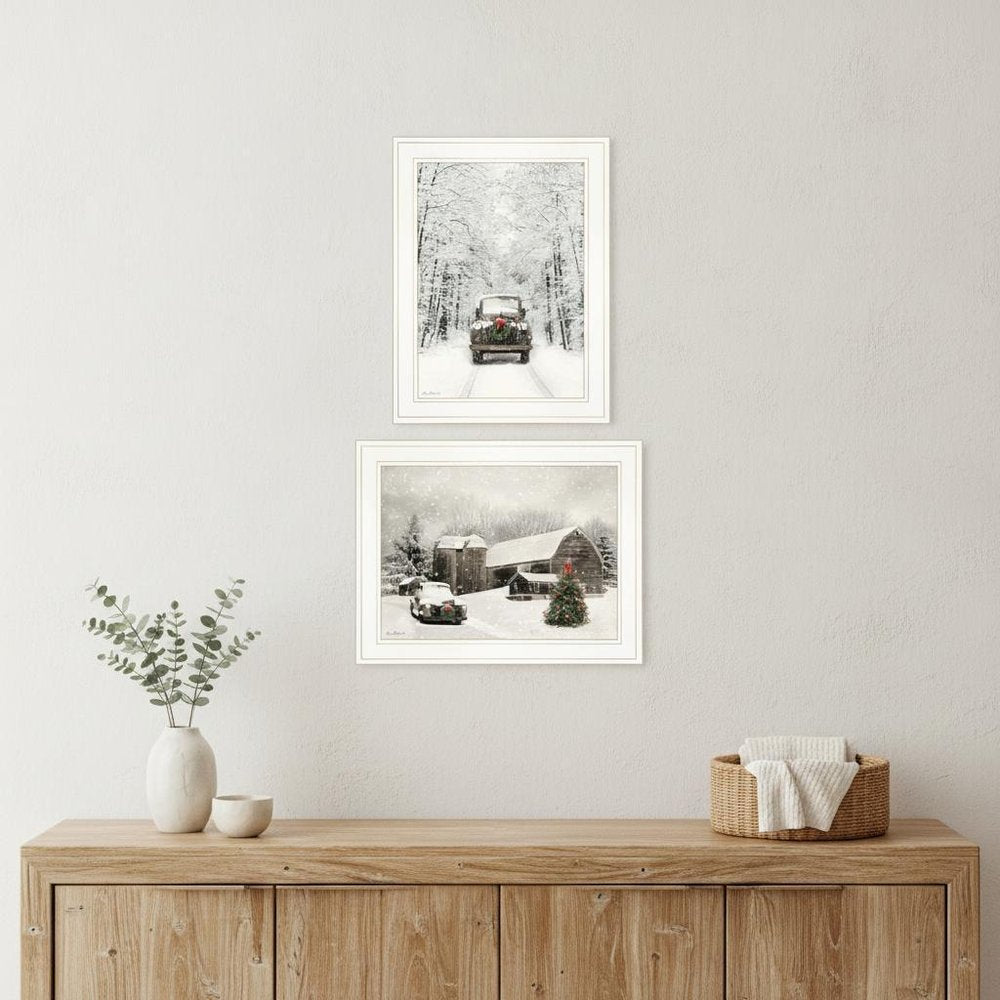 Set Of Two Antique Christmas 1 White Framed Print Wall Art HomeRoots