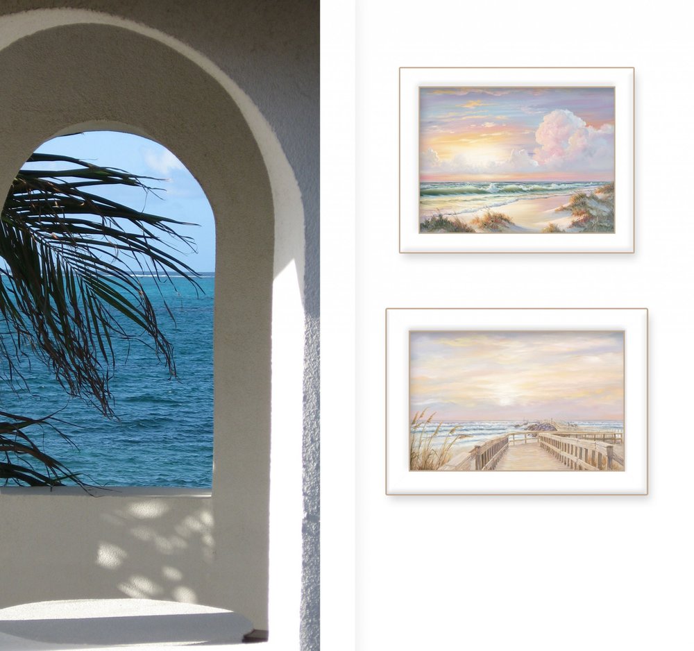Set Of Two Sunrise Sunset 1 White Framed Print Wall Art — view 2