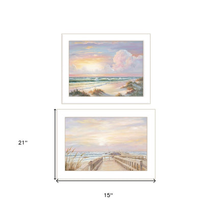 Set Of Two Sunrise Sunset 1 White Framed Print Wall Art HomeRoots