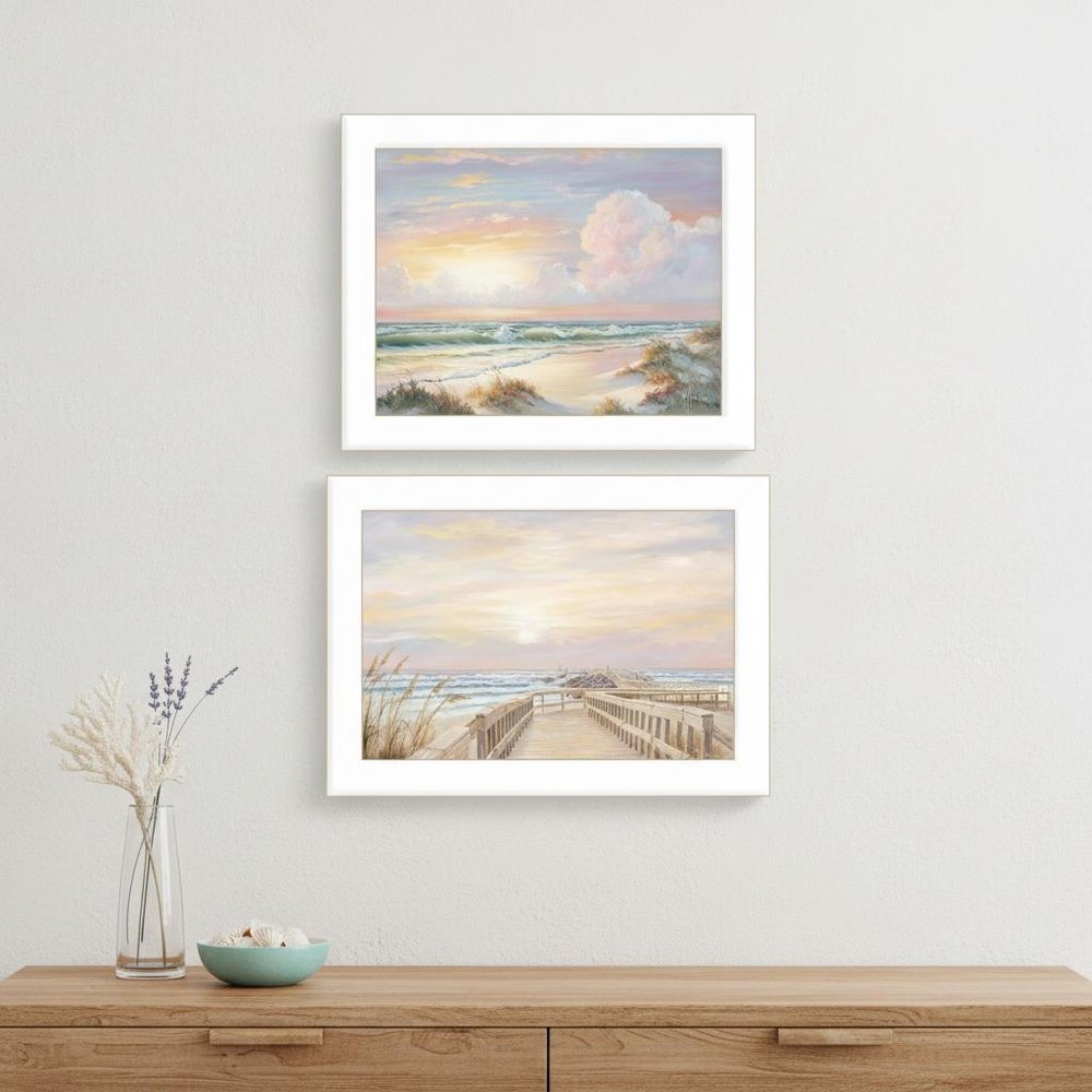 Set Of Two Sunrise Sunset 1 White Framed Print Wall Art — view 5