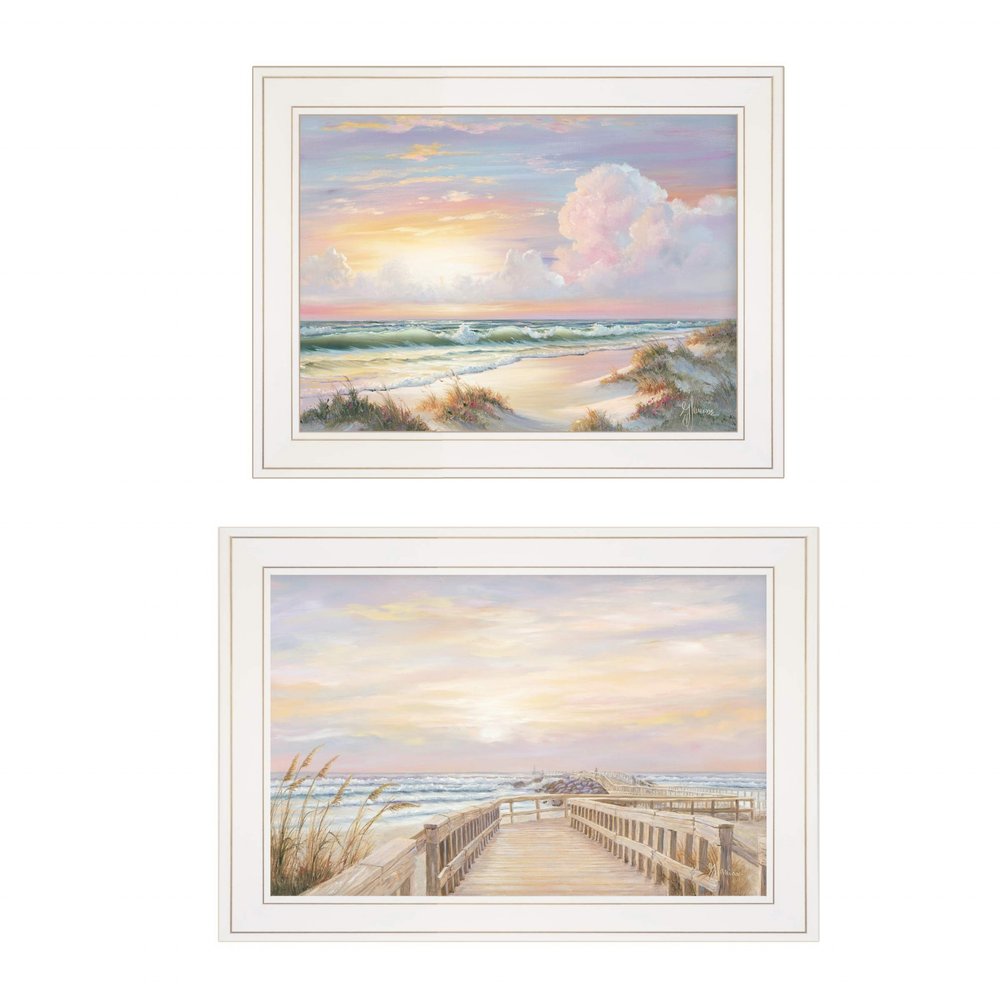 Set Of Two Sunrise Sunset 2 White Framed Print Wall Art HomeRoots
