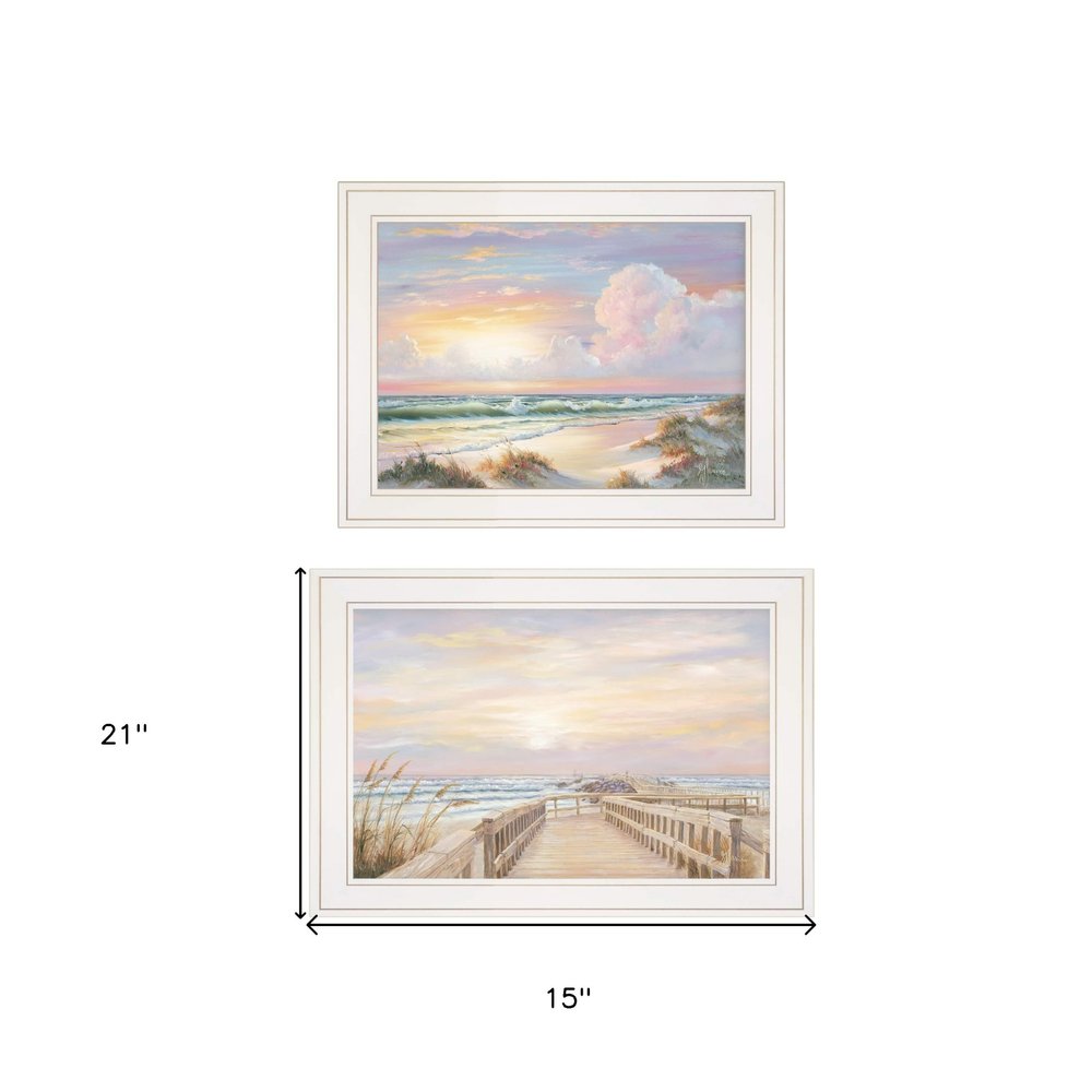 Set Of Two Sunrise Sunset 2 White Framed Print Wall Art — view 4