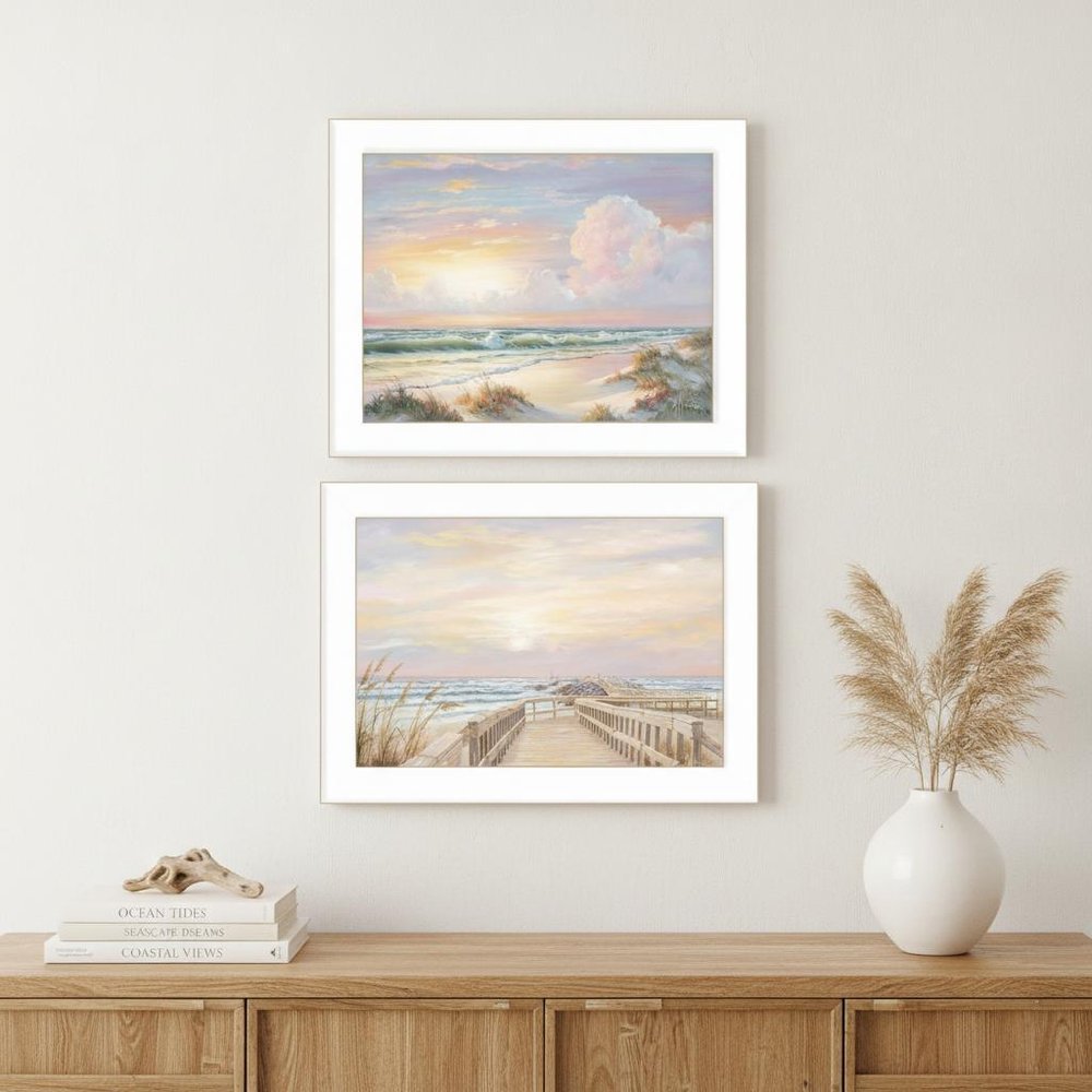 Set Of Two Sunrise Sunset 3 White Framed Print Wall Art — view 4