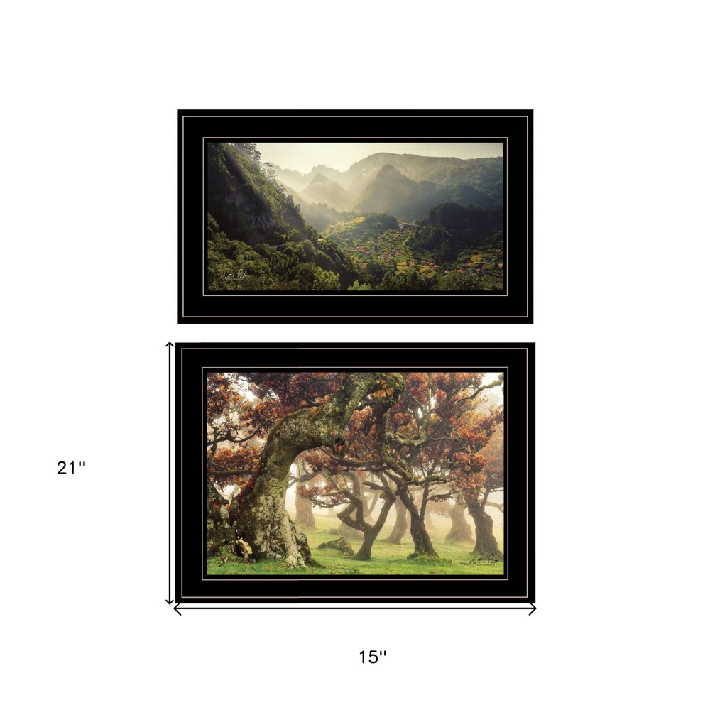 Set Of Two The Land of Hobbits 2 Black Framed Print Wall Art — view 3