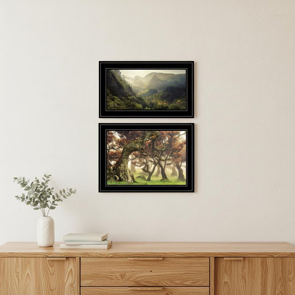 Set Of Two The Land of Hobbits 2 Black Framed Print Wall Art HomeRoots