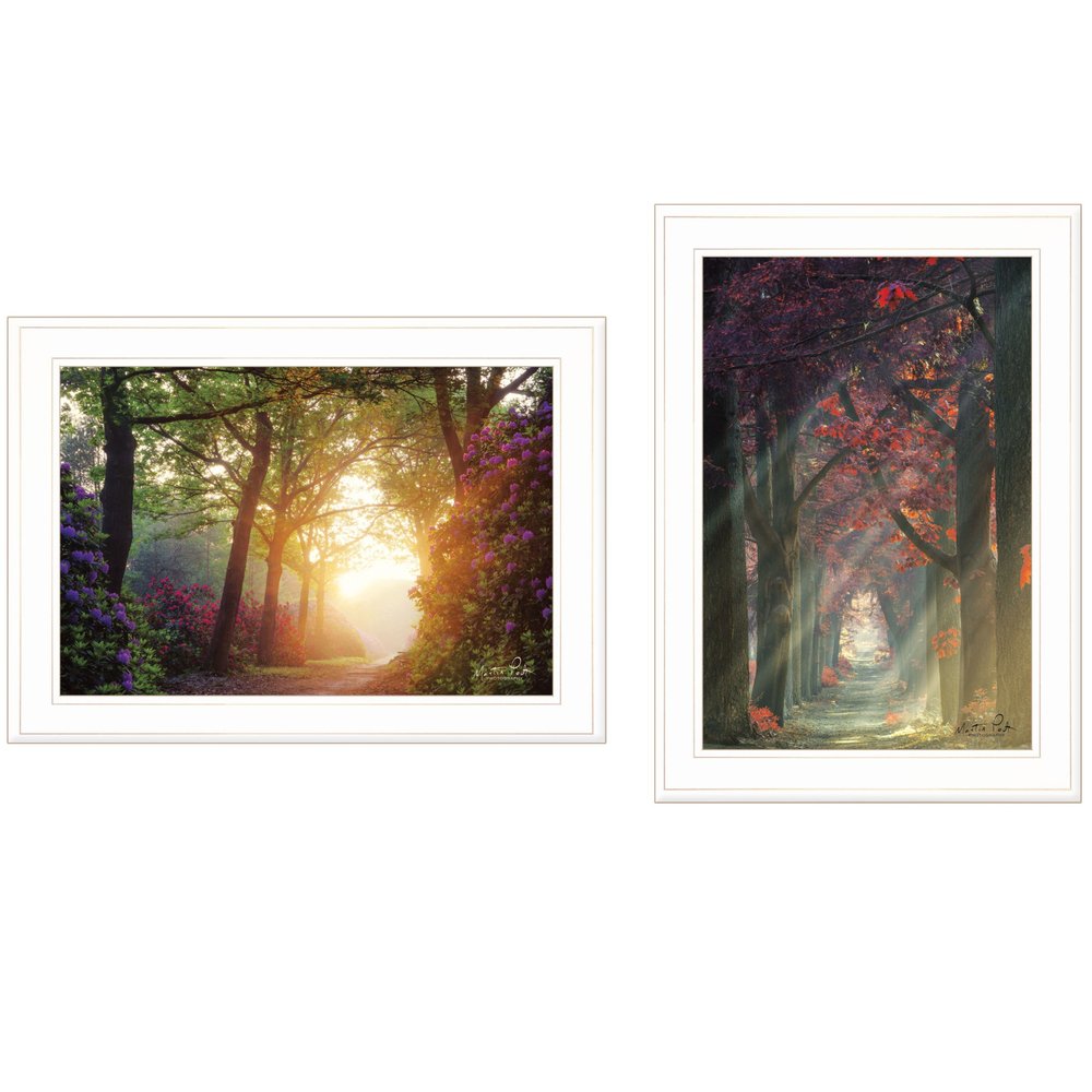 Set Of Two Path of Happiness 1 White Framed Print Wall Art — view 1