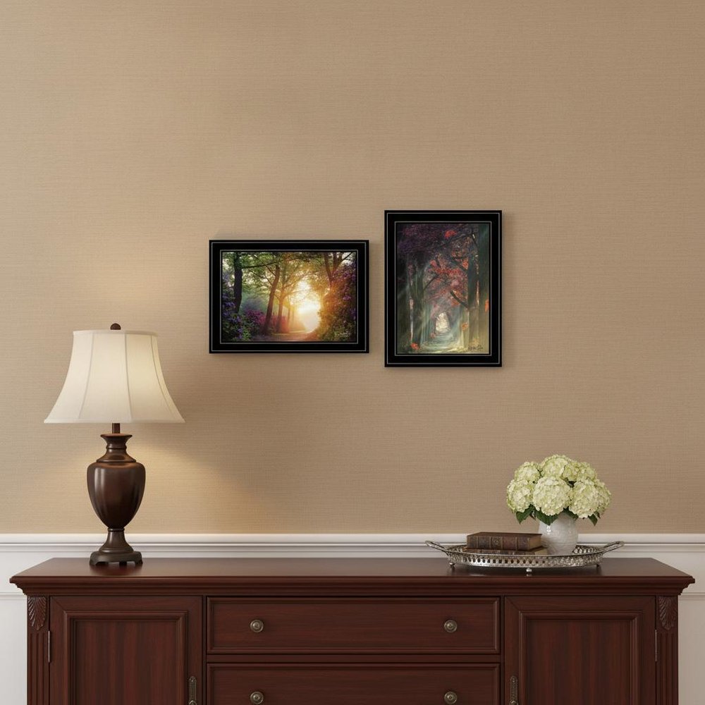 Set Of Two Path of Happiness 2 Black Framed Print Wall Art — view 5