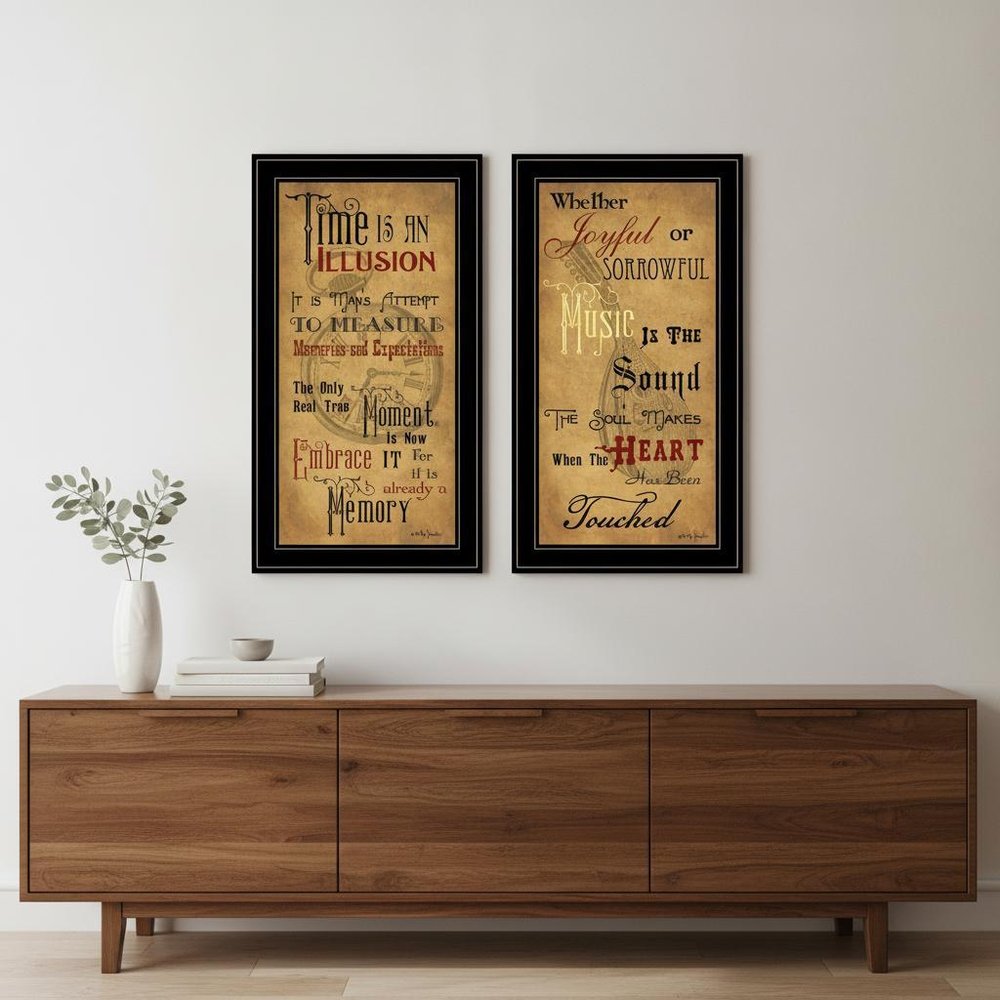 Set Of Two Joyful 2 Black Framed Print Wall Art HomeRoots