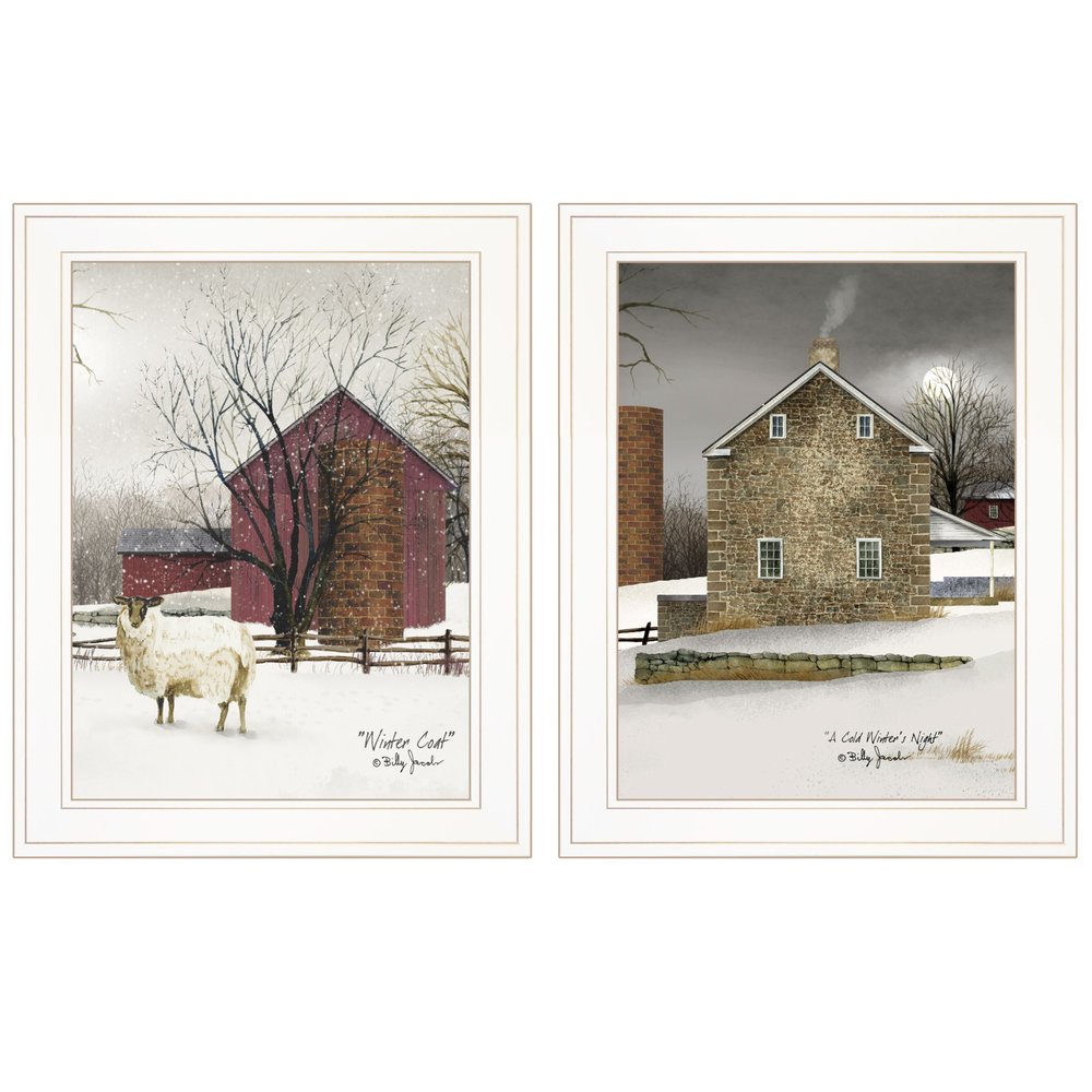 Set Of Two Cold Winter 1 White Framed Print Wall Art HomeRoots