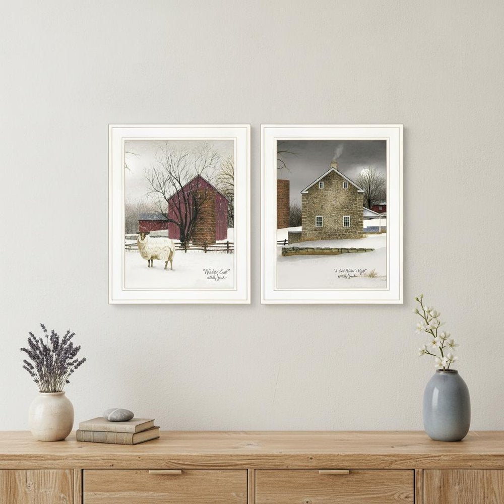 Set Of Two Cold Winter 1 White Framed Print Wall Art HomeRoots