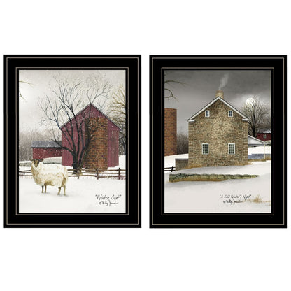 Set Of Two Cold Winter 2 Black Framed Print Wall Art HomeRoots