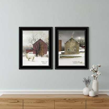 Set Of Two Cold Winter 2 Black Framed Print Wall Art HomeRoots