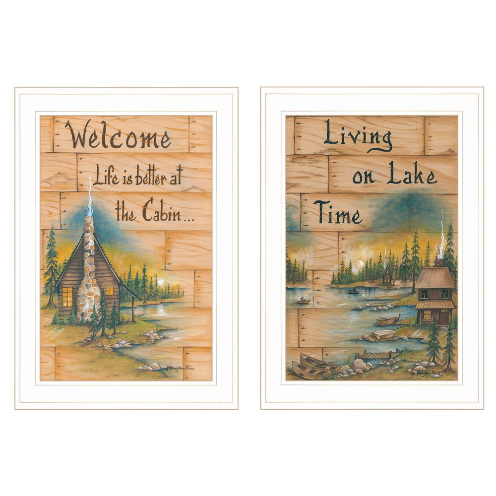 Set Of Two Living on the Lake 1 White Framed Print Wall Art HomeRoots