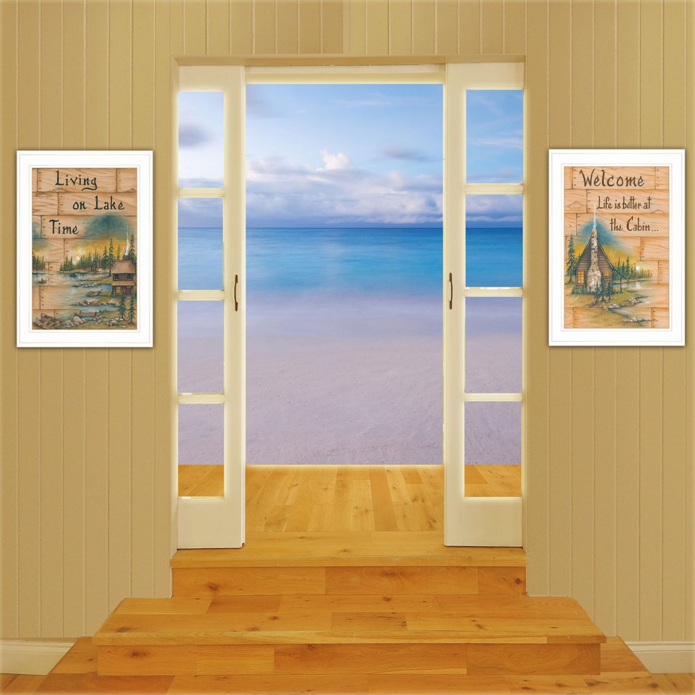 Set Of Two Living on the Lake 1 White Framed Print Wall Art — view 7