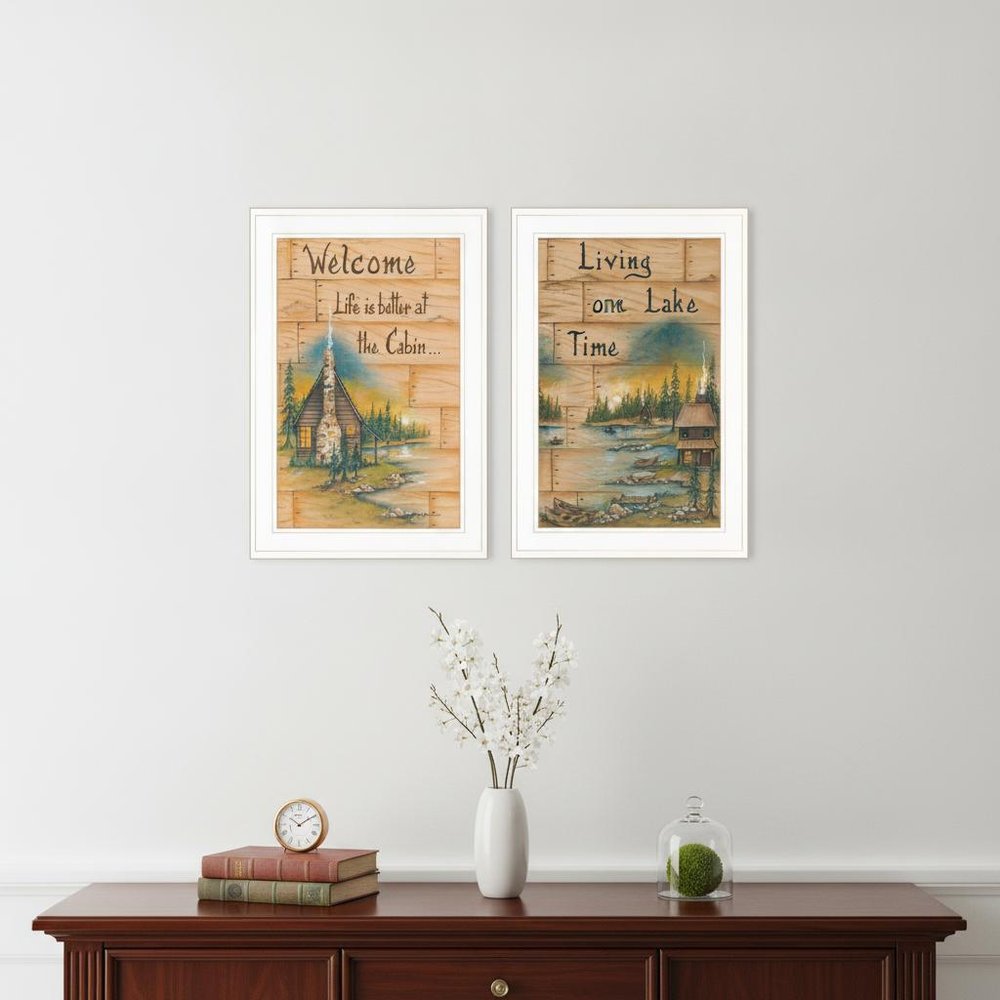 Set Of Two Living on the Lake 1 White Framed Print Wall Art — view 10