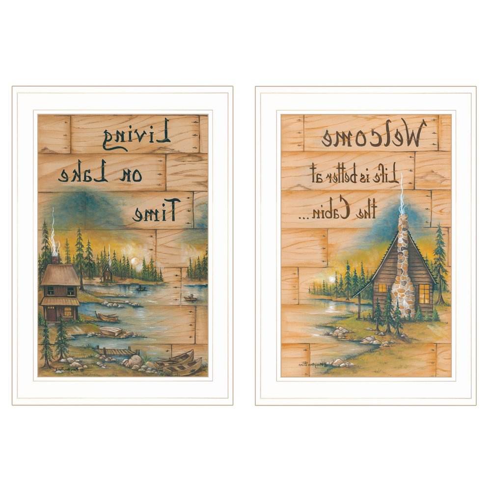 Set Of Two Living on the Lake 1 White Framed Print Wall Art HomeRoots