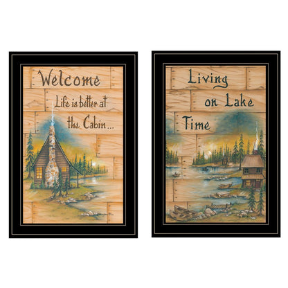 Set Of Two Living on the Lake 2 Black Framed Print Wall Art HomeRoots
