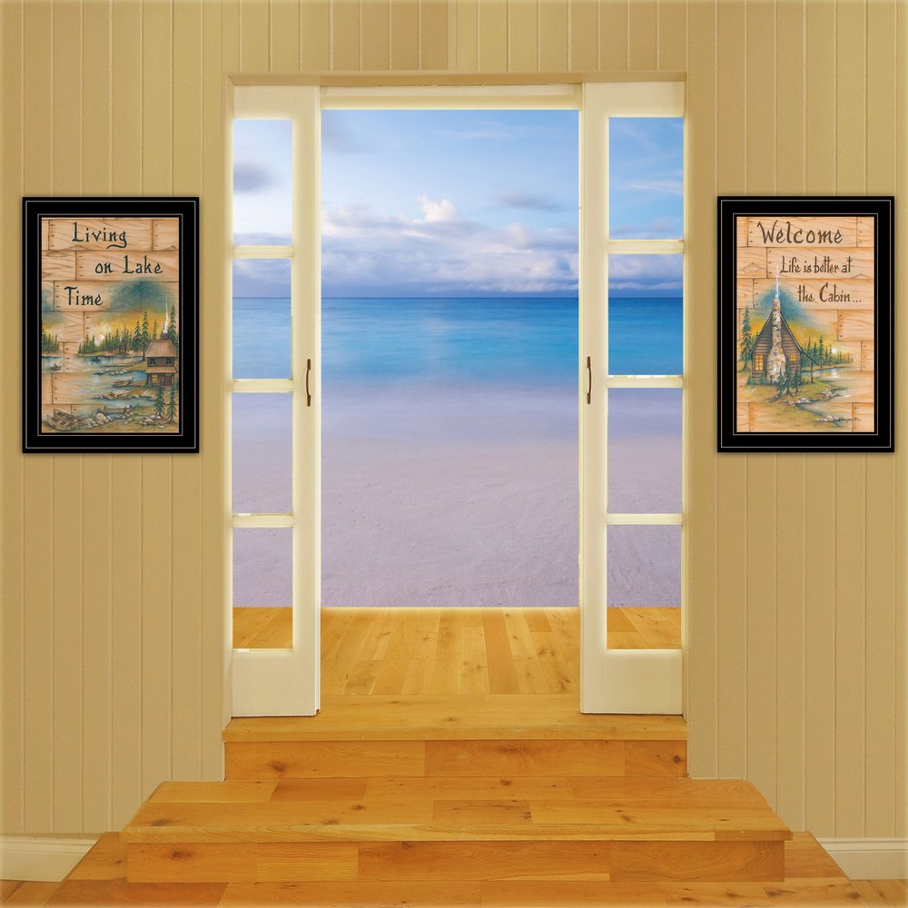 Set Of Two Living on the Lake 2 Black Framed Print Wall Art — view 2