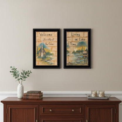 Set Of Two Living on the Lake 2 Black Framed Print Wall Art HomeRoots