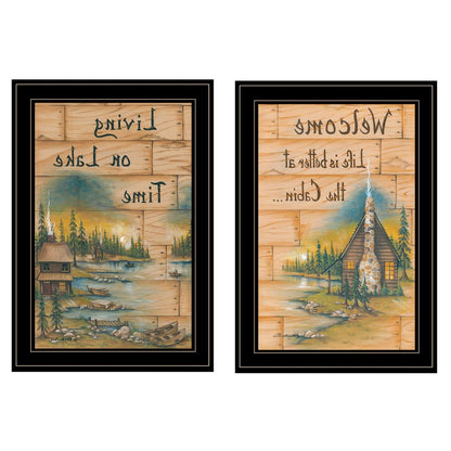 Set Of Two Living on the Lake 2 Black Framed Print Wall Art HomeRoots
