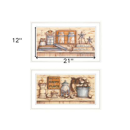 Set Of Two My Happy Place 1 White Framed Print Wall Art HomeRoots