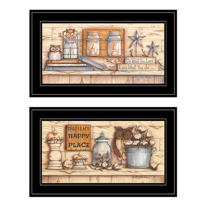 Set Of Two My Happy Place 2 Black Framed Print Wall Art HomeRoots