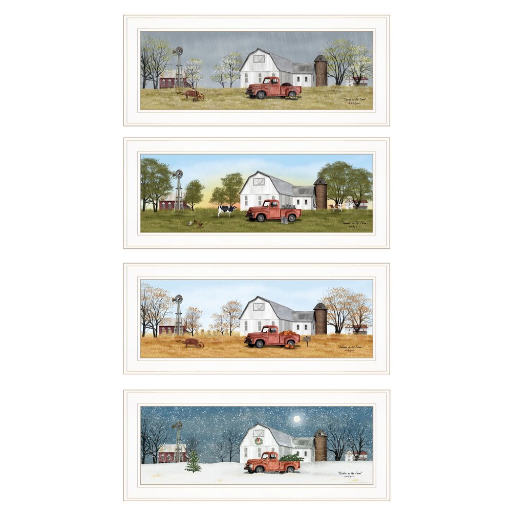 Set Of Four Billy Jacobs Four Seasons Collection V White Frame White Framed Print Wall Art HomeRoots