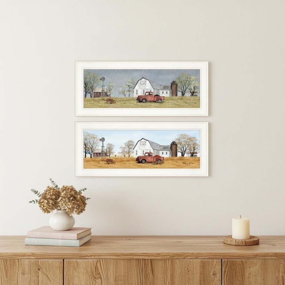 Set Of Four Billy Jacobs Four Seasons Collection V White Frame White Framed Print Wall Art HomeRoots