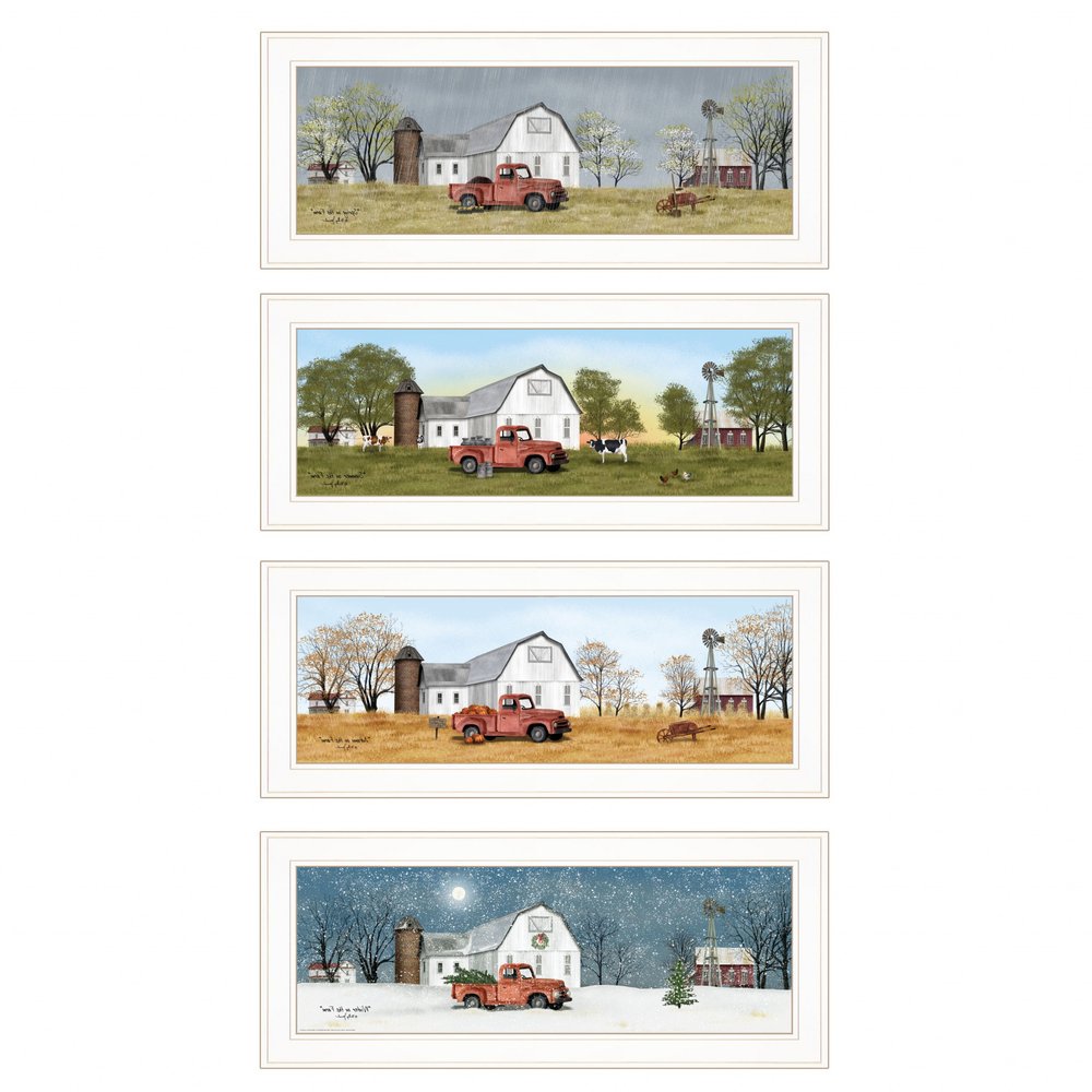 Set Of Four Billy Jacobs Four Seasons Collection V White Frame White Framed Print Wall Art HomeRoots