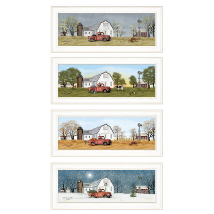 Set Of Four Billy Jacobs Four Seasons Collection V White Frame White Framed Print Wall Art HomeRoots