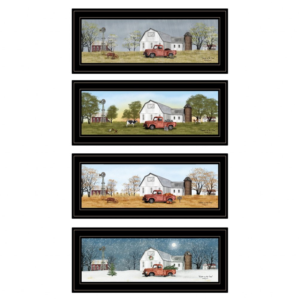 Set Of Four Billy Jacobs Four Seasons Collection V Black Frame 2 Black Framed Print Wall Art — view 1