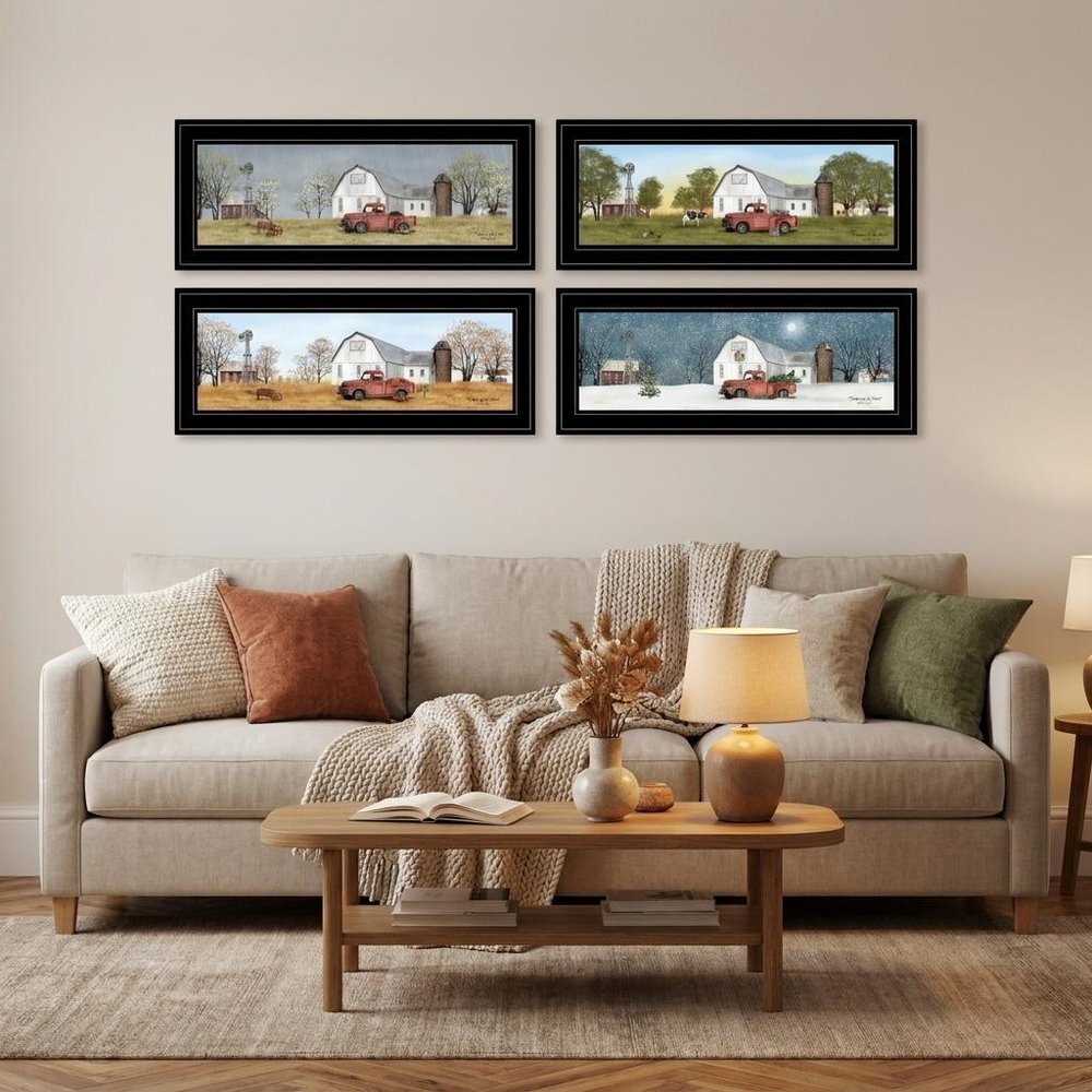 Set Of Four Billy Jacobs Four Seasons Collection V Black Frame 2 Black Framed Print Wall Art — view 4