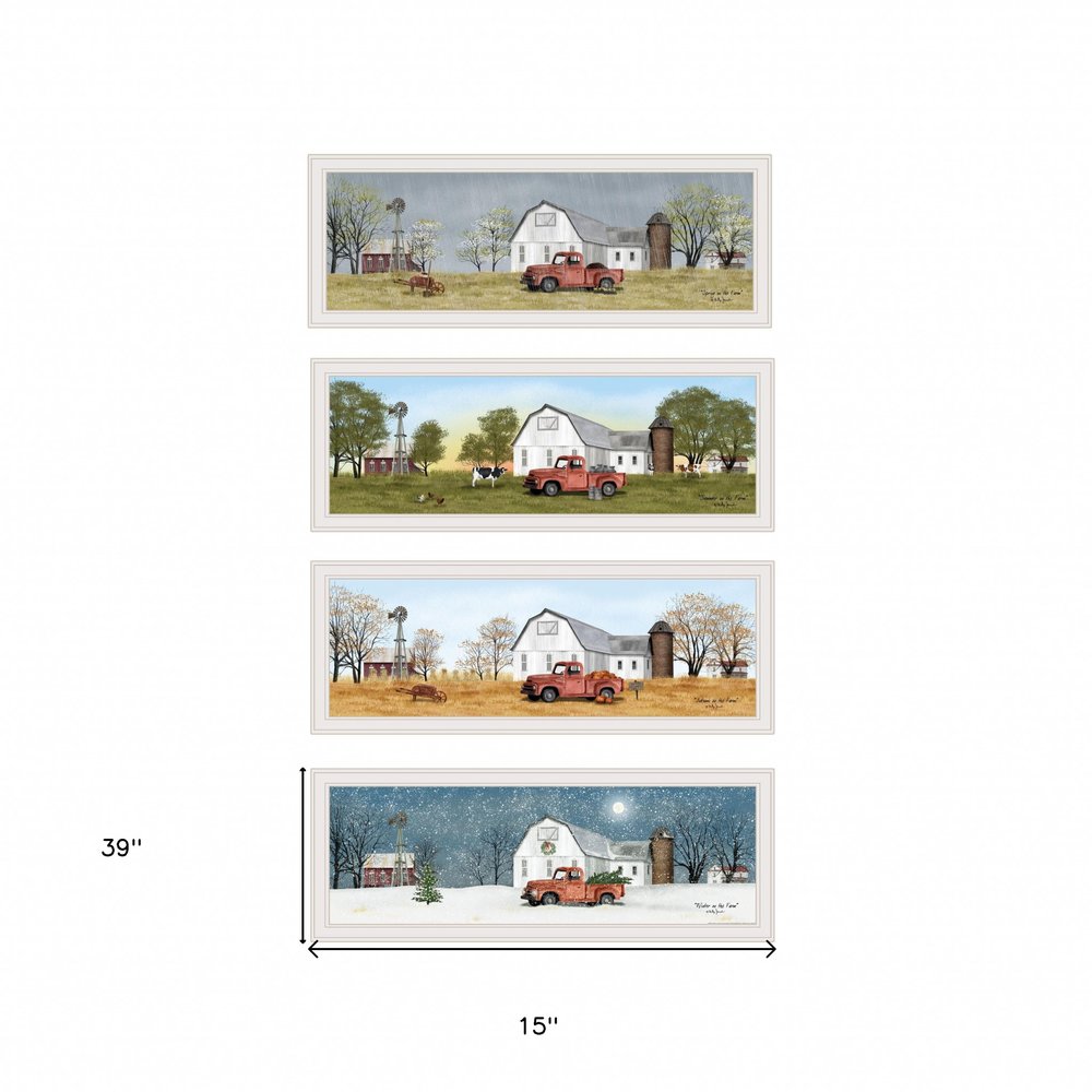 Set Of Four Billy Jacobs Four Seasons Collection VII 1 White Framed Print Wall Art HomeRoots