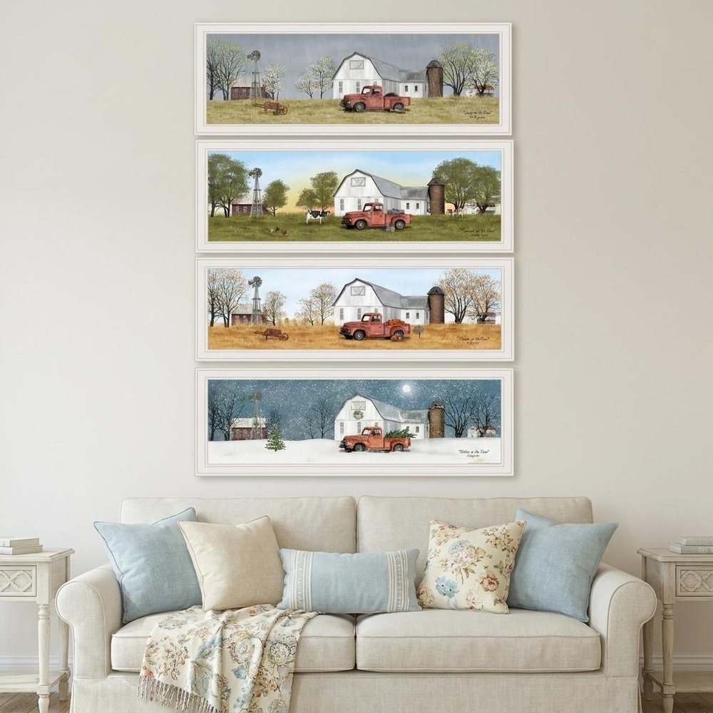 Set Of Four Billy Jacobs Four Seasons Collection VII 1 White Framed Print Wall Art HomeRoots