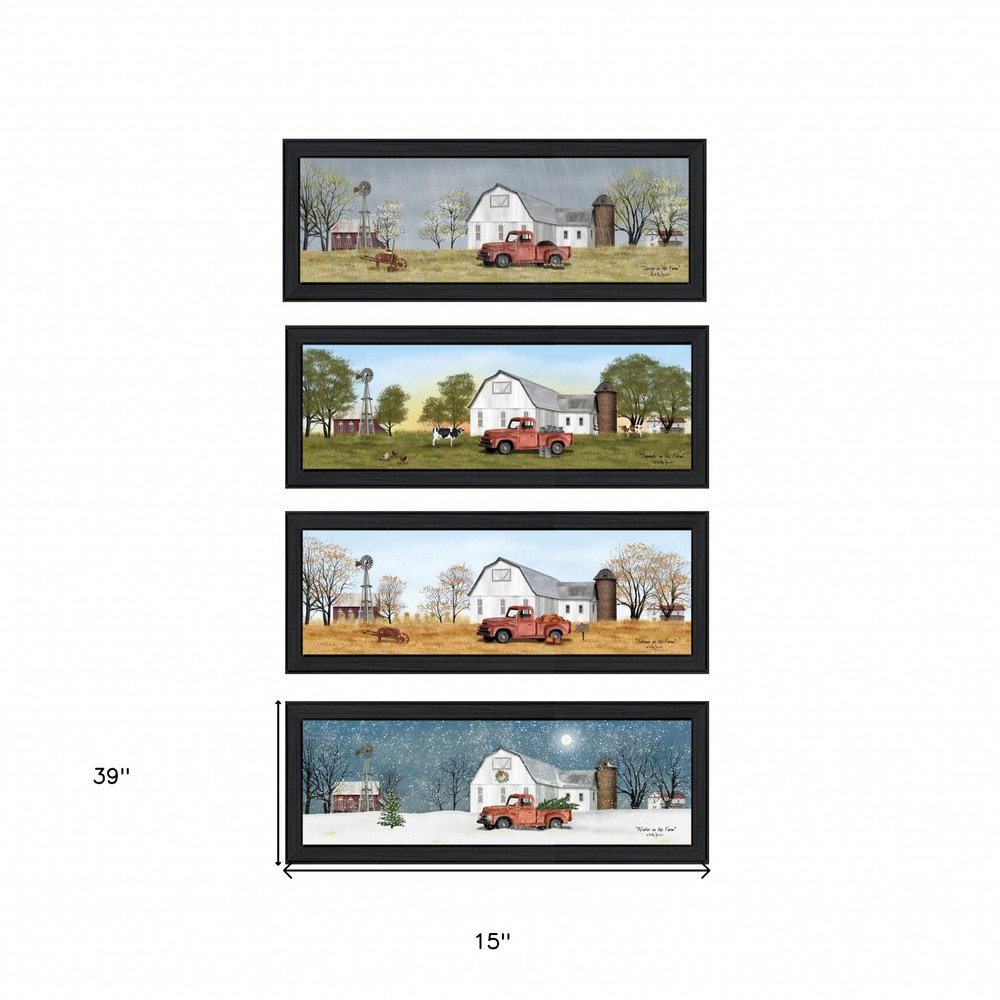 Set Of Four Billy Jacobs Four Seasons Collection VII 2 Black Framed Print Wall Art — view 3