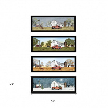 Set Of Four Billy Jacobs Four Seasons Collection VII 3 Black Framed Print Wall Art HomeRoots